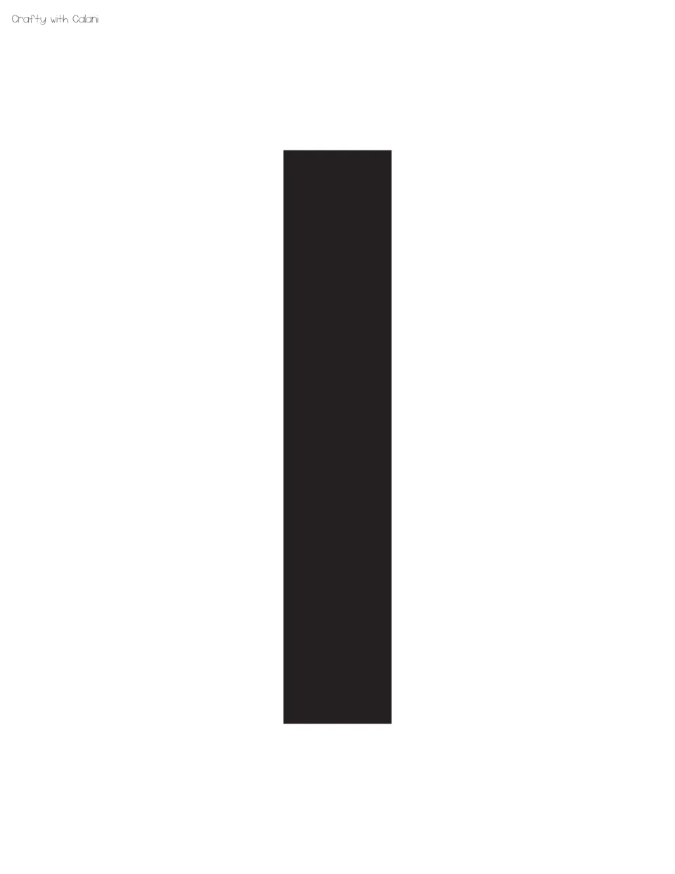 Bulletin board letter I: tall solid black capital I shaped as a single bar, printed full page to cut out for the display