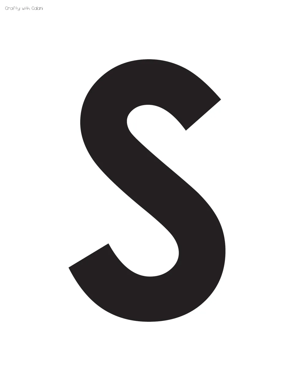 Bulletin board letter S: a large curved black capital S that completes the word THIS when placed after the T, H and I