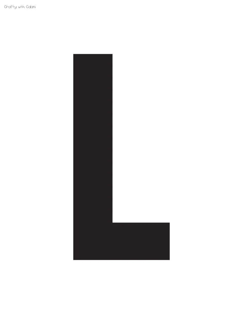 Bulletin board letter L: full-page solid black capital L to cut out, placed after the C in the second word of the heading