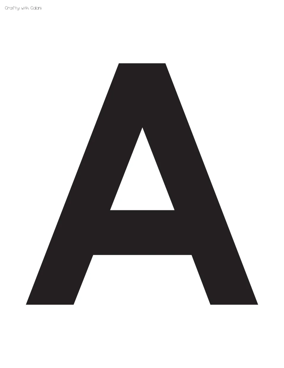 Bulletin board letter A: large black capital A with a triangular opening to cut out, the third letter in the word CLASS