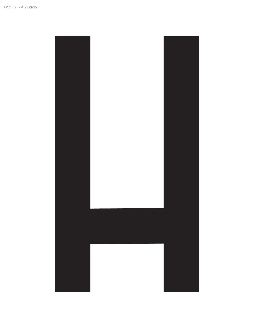 Display letter H: one full-page solid black capital H, the first letter in the set, to print and cut out for the board
