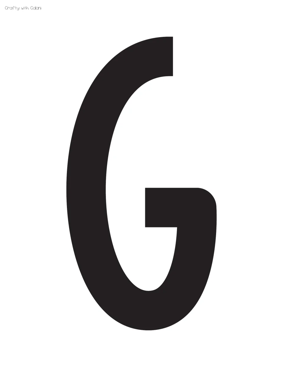 Display letter G, ninth in the set: a full-page solid black capital G with a tall oval curve and inward crossbar