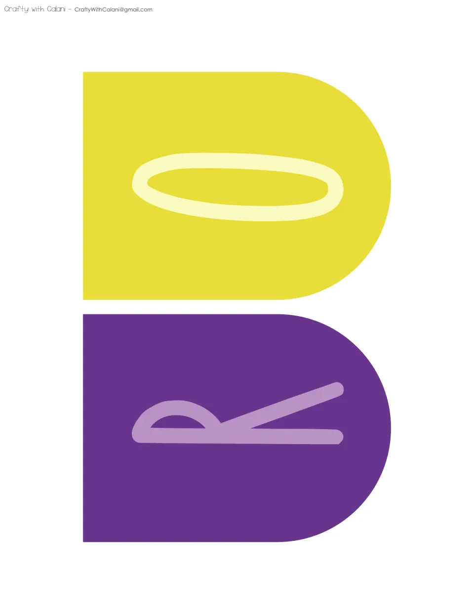 Bunting pennants with a purple R and a yellow O, part of the banner spelling Probllama, printed sideways