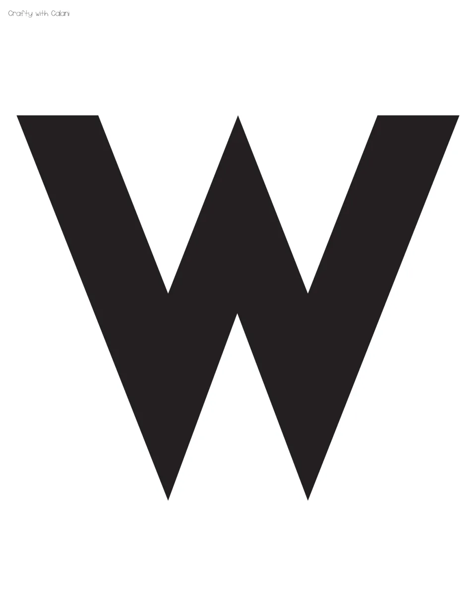 Bulletin board letter W in solid black, the first letter of the WELCOME banner, to print and cut out for the display