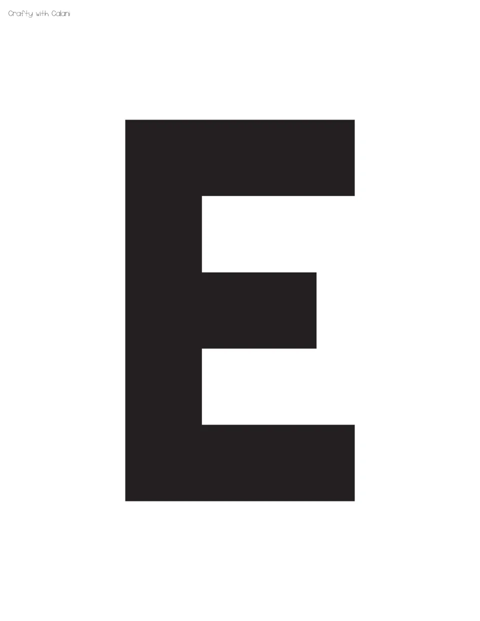 Solid black capital E for the second letter of WELCOME, a large print-and-trim letter for the Halloween display