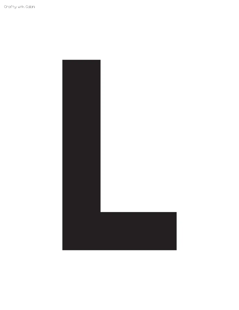 Oversized black letter L, third in the WELCOME heading, ready to cut out and staple along the board's top edge