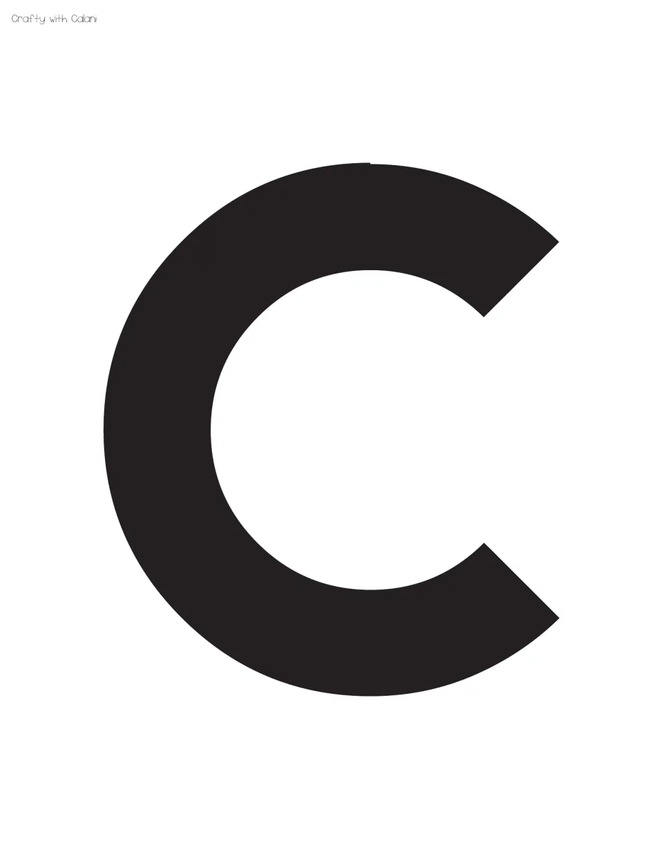 Large black C letter shape that continues the WELCOME heading; students or staff can trim it for the wall