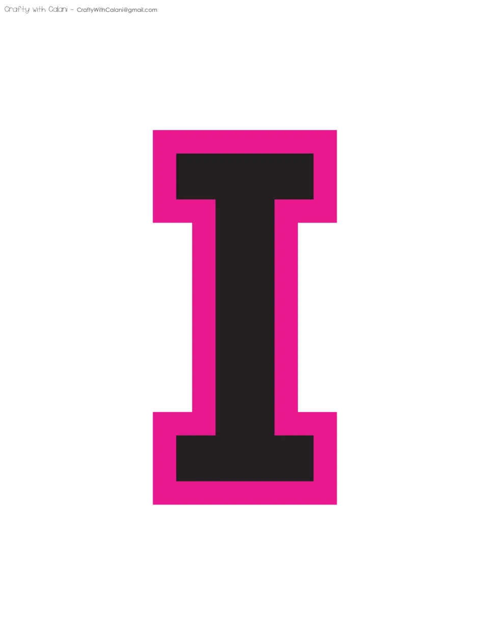 Bulletin board letter I in black with a hot pink outline, the first letter of the IN THIS CLASS heading, to print and cut