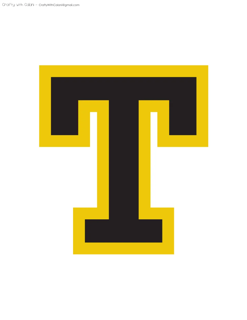 Display letter T in black with a yellow outline, the first letter of the word THIS in the classroom heading