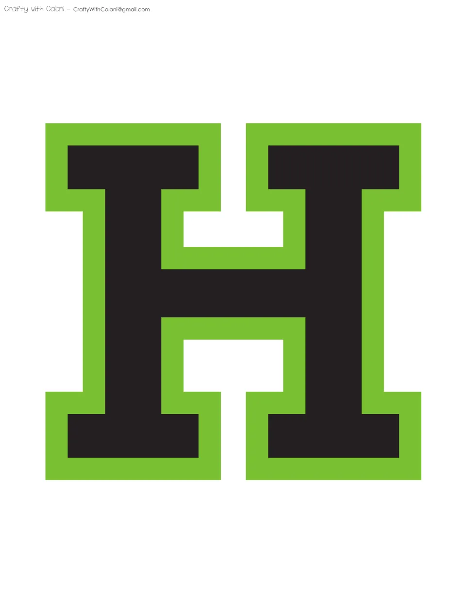 Display letter H in black with a lime green outline, the second letter of THIS in the bulletin board heading