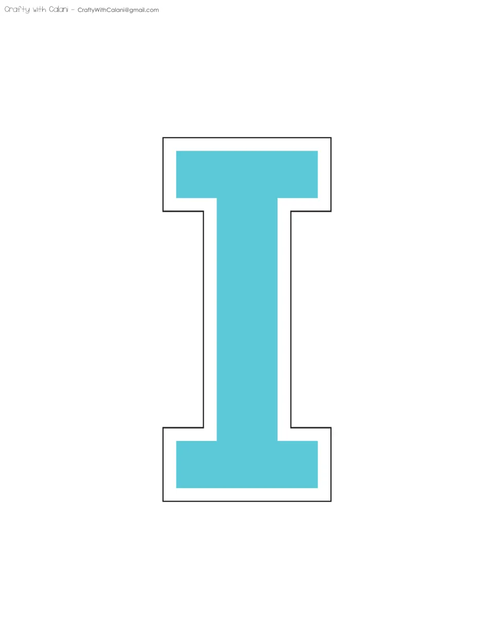 Display letter I in light blue: a tall varsity-style capital with white trim, a second I in a different color from page 1