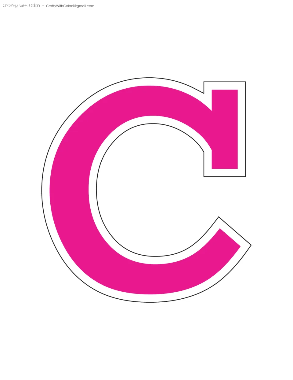 Display letter C in pink: a rounded varsity-style capital with white trim, printed as a full-page cut-out for the board
