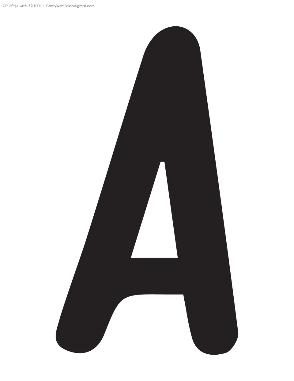 Bulletin board letter A: a full-page black capital A with a triangular opening, third letter of the word Class
