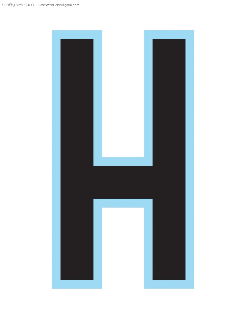 Bulletin board display letter H, the fourth letter in the supplied sequence of printable classroom lettering.