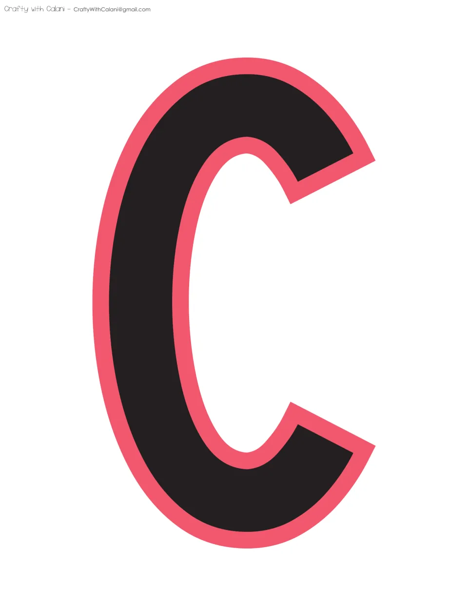 Bulletin board display letter C, the seventh letter in the supplied sequence of printable classroom lettering.