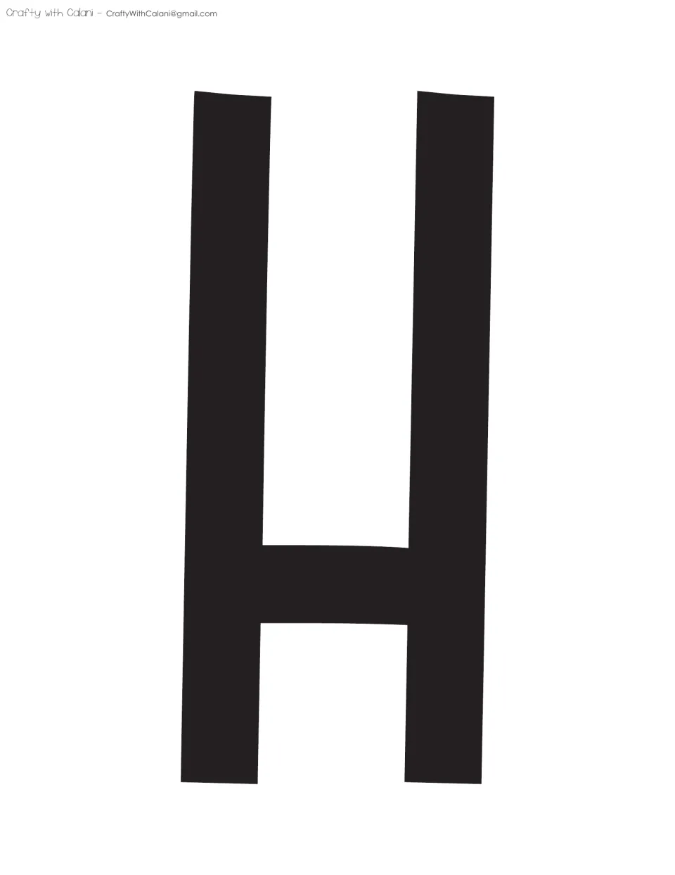 Bulletin board cut-out letter H, printed in black as one of the large letters for the classroom display.