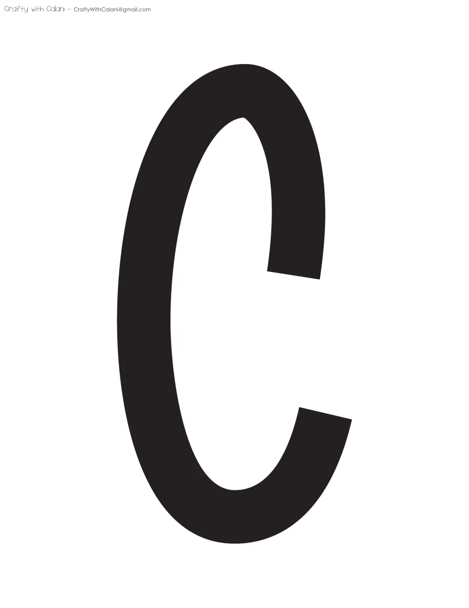 Bulletin board cut-out letter C, printed in black as one of the large letters for the classroom display.