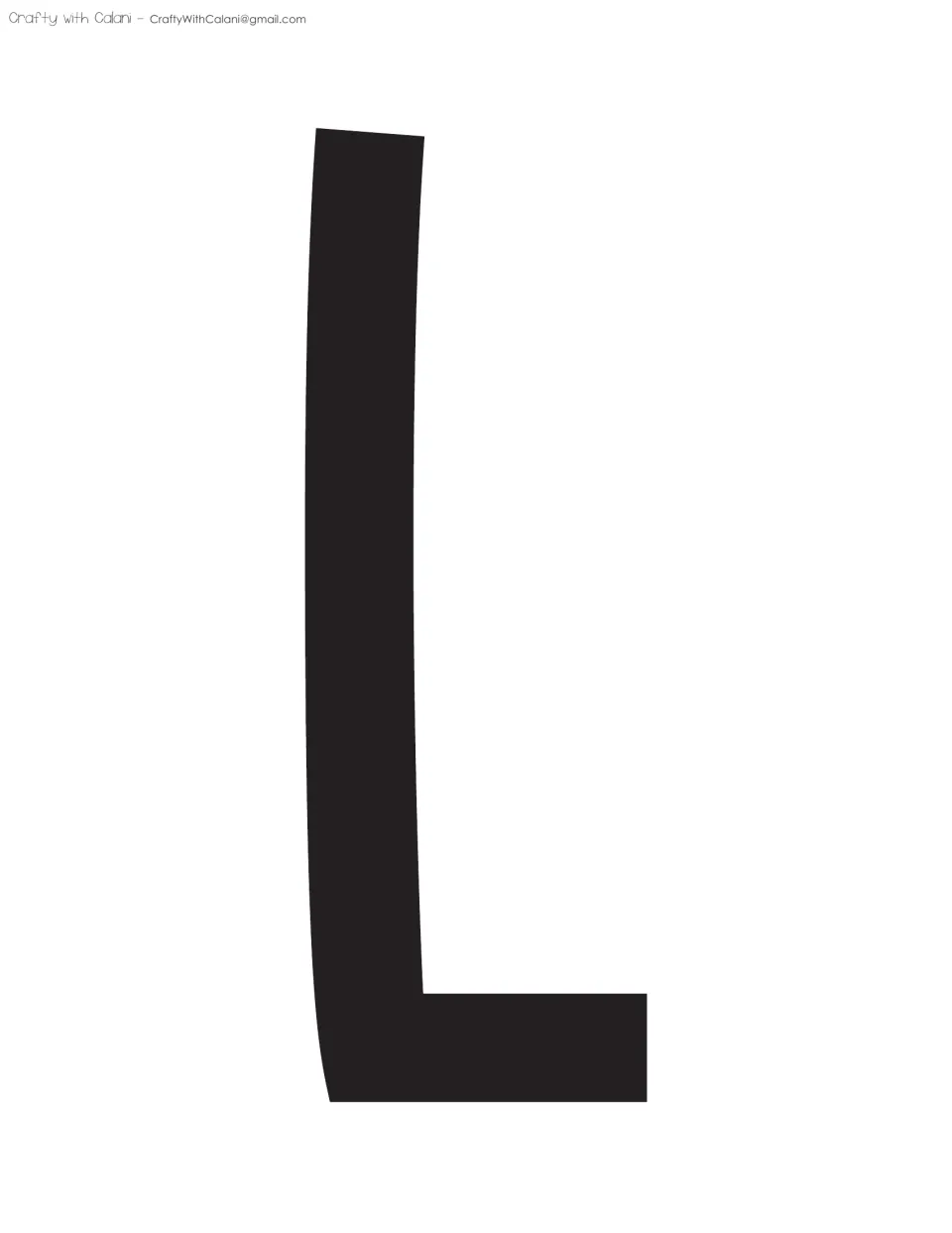 Bulletin board cut-out letter L, printed in black as one of the large letters for the classroom display.