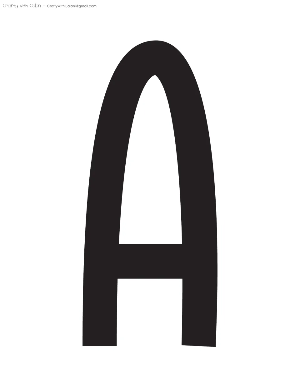Bulletin board cut-out letter A, printed in black as one of the large letters for the classroom display.
