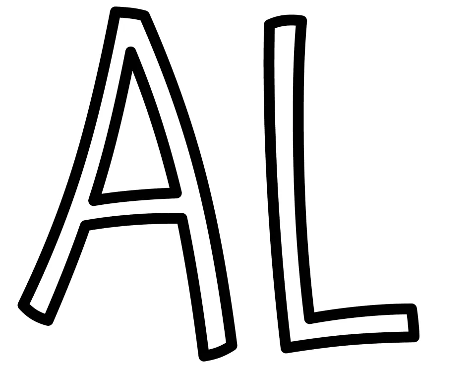 Outlined letters A and L in a thinner font, cut-out pieces that continue the word TALK in the display heading