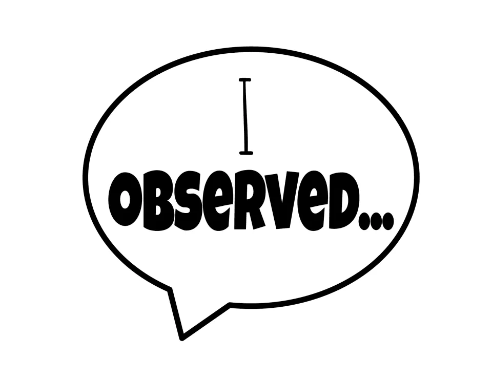 Speech bubble poster with the sentence starter "I observed..." for students to share what they noticed while reading