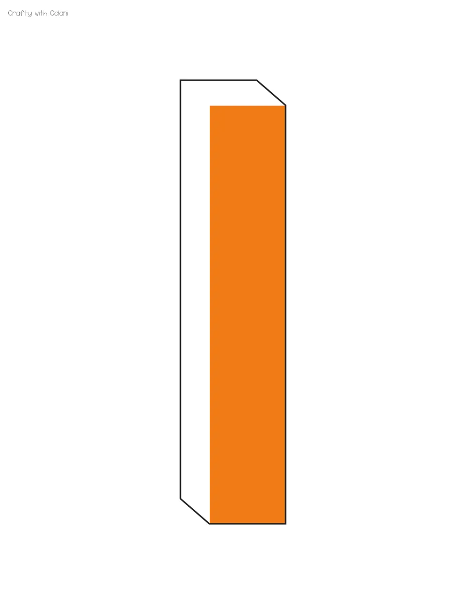 Orange letter I cut-out shaped as a tall upright bar with a white 3D side, sized to fill the page for a board title