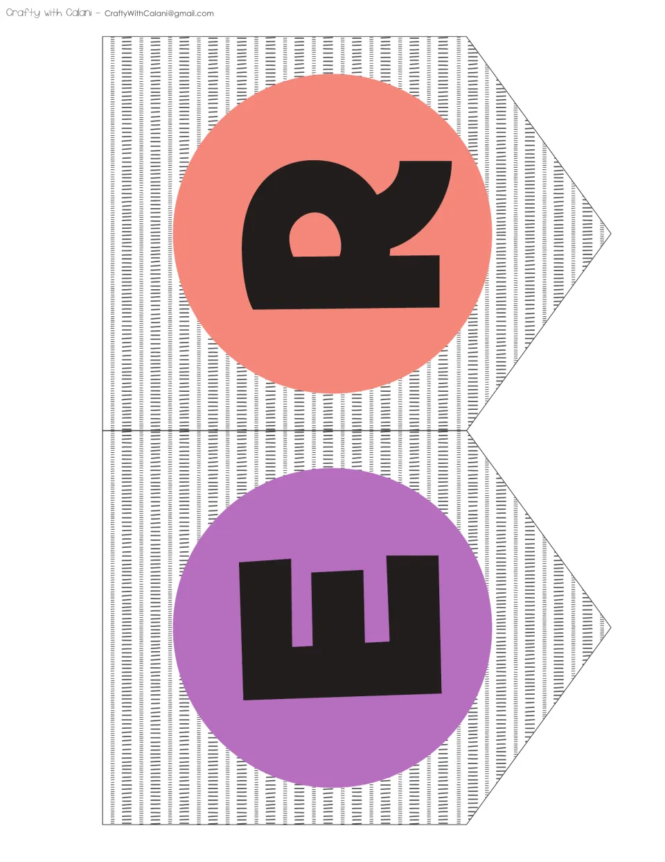 Bunting pennants with the letter R on a salmon circle and the letter E on a violet circle for the POWER banner word