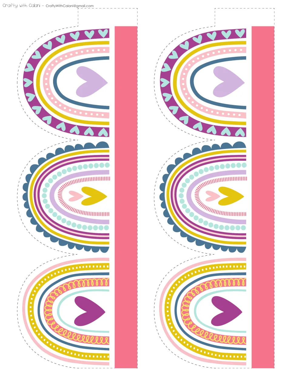 Two rainbow trim strips for the bulletin board display, each repeating three rainbow designs to cut out