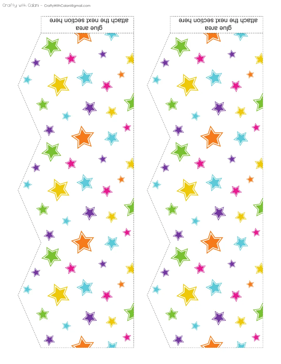 Two zigzag trim pieces for the growth mindset bulletin board, each with a glue area for attaching the next piece