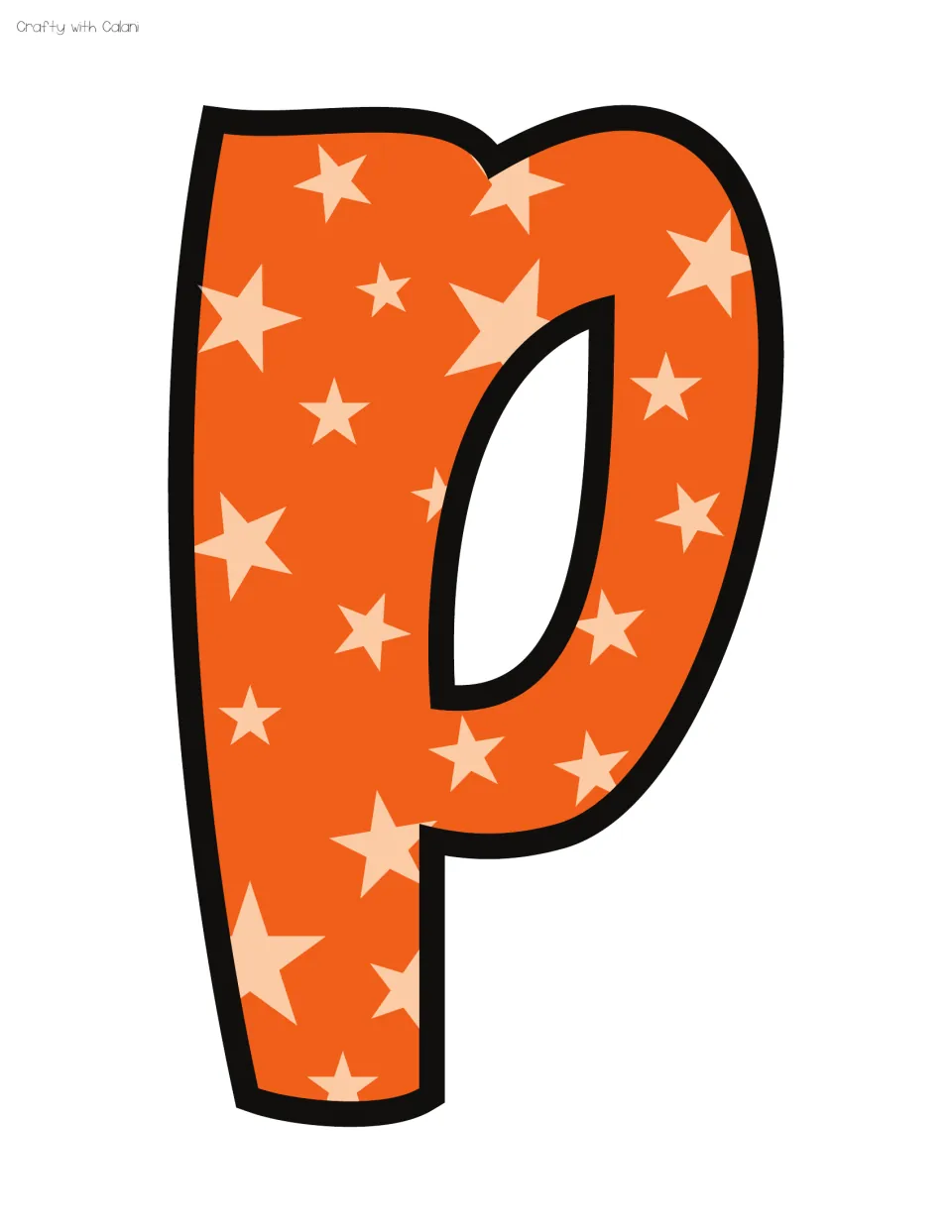Bulletin board letter P: an orange bubble letter covered in peach stars, the first letter of POCUS in the title