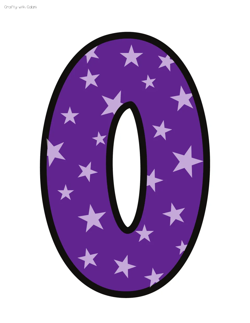 Bulletin board letter O: a rounded purple bubble letter with lavender stars, the second letter of POCUS in the title