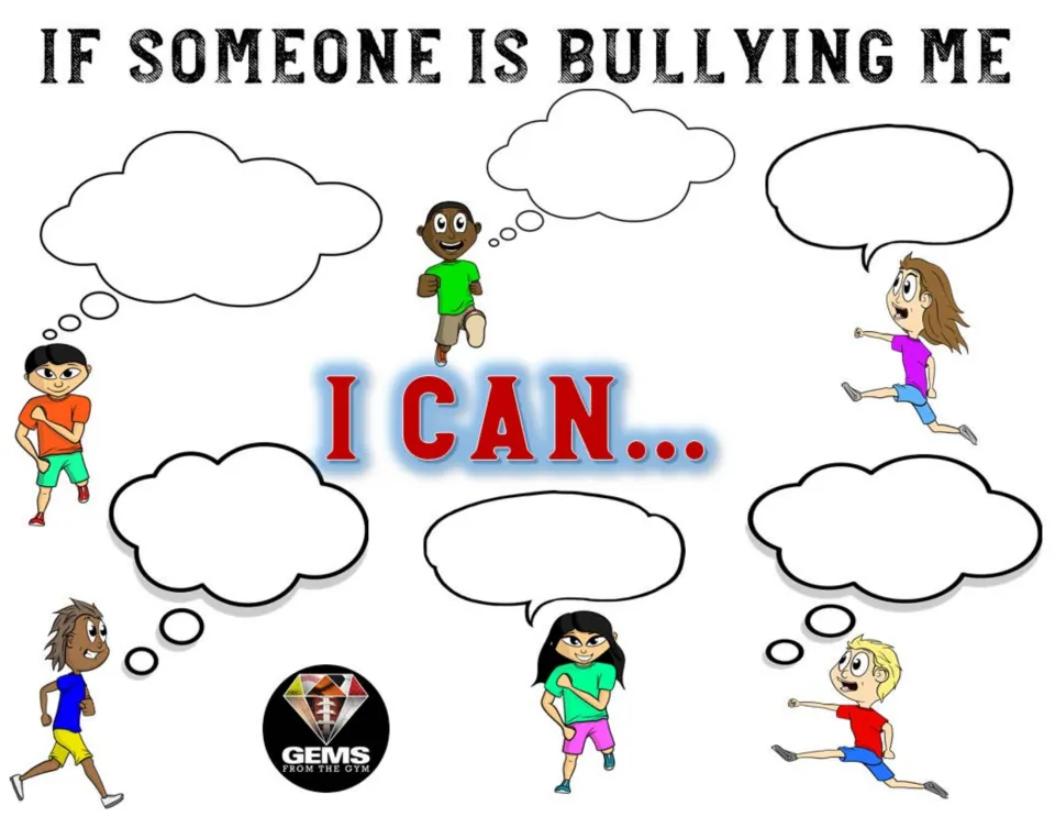 Blank If Someone Is Bullying Me, I Can... poster: students write their own responses to bullying in six empty bubbles