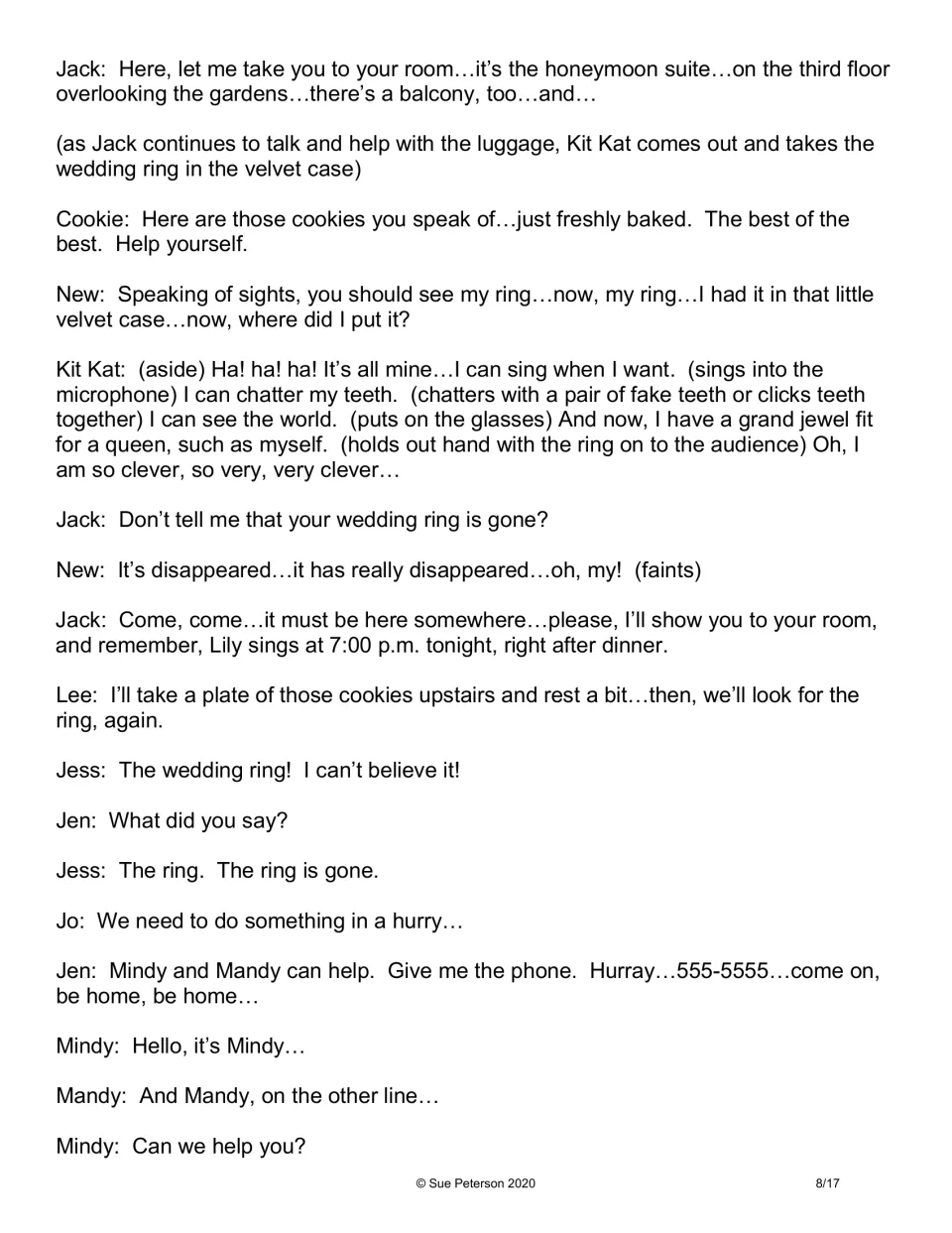 Mystery script shows Kit Kat stealing a wedding ring and Jen calling Mindy and Mandy to help investigate