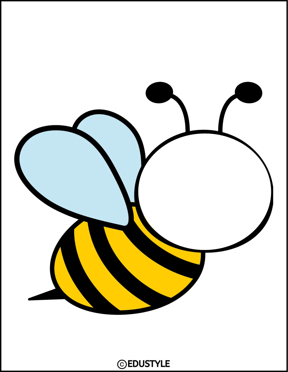 Large right-facing bee cutout with a blank face for student names or photos in the back-to-school display