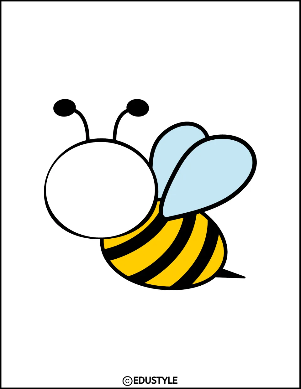 Smaller left-facing bee cutout with a blank face for student names or photos in the back-to-school display