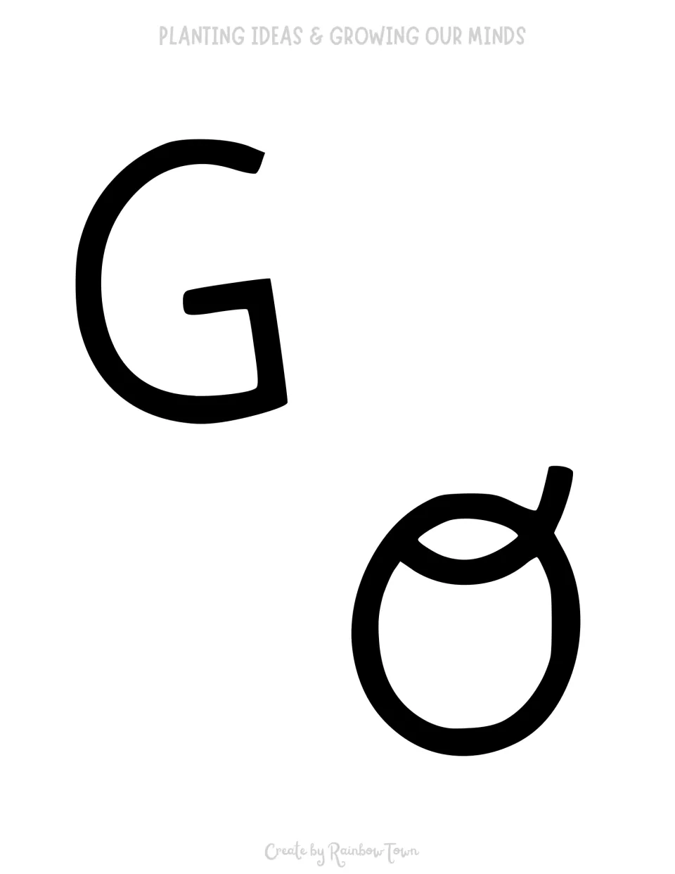 Two slim letter pieces, G and O: the G ends Growing and the O starts Our in the door decor phrase