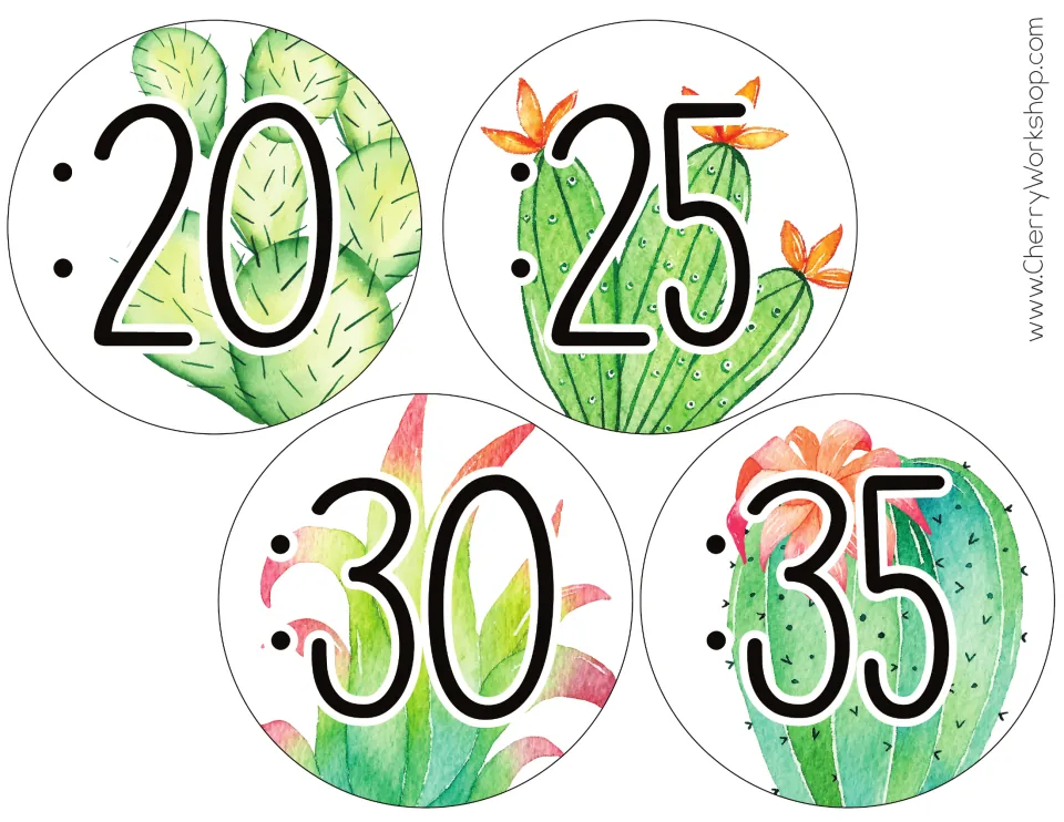 Second sheet of clock minute labels in the tall font: :20, :25, :30, and :35 for the classroom clock display