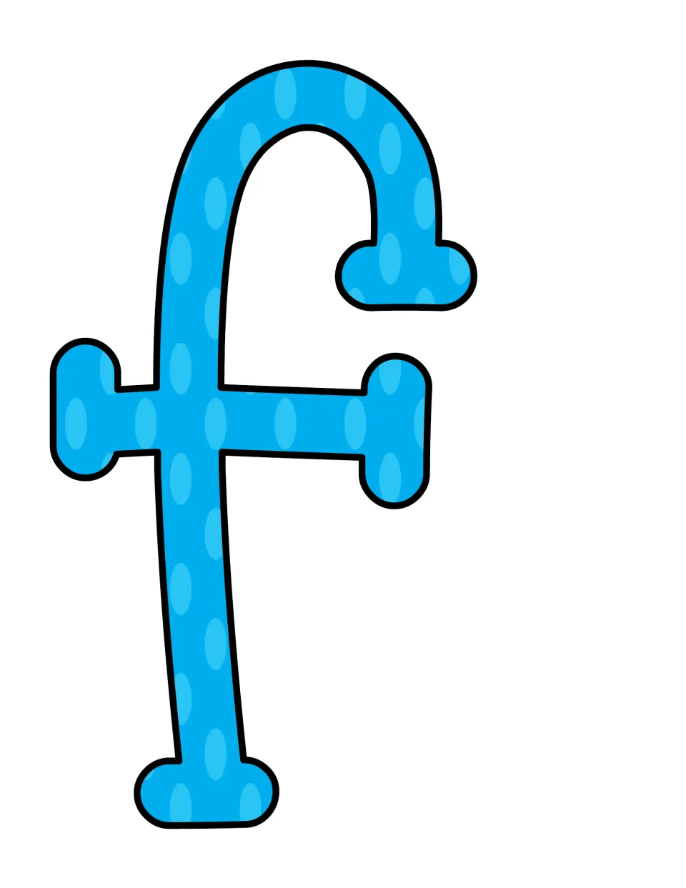 Single large lowercase f letter cut-out in blue polka-dot pattern, used to spell Life in the Life Lessons heading
