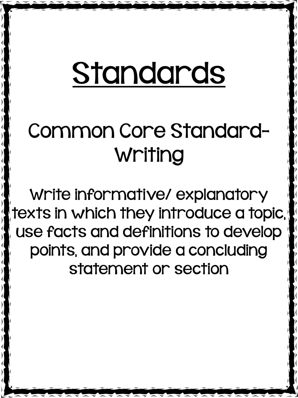 Writing focus page: informative texts that introduce a topic, use facts and definitions, and end with a conclusion
