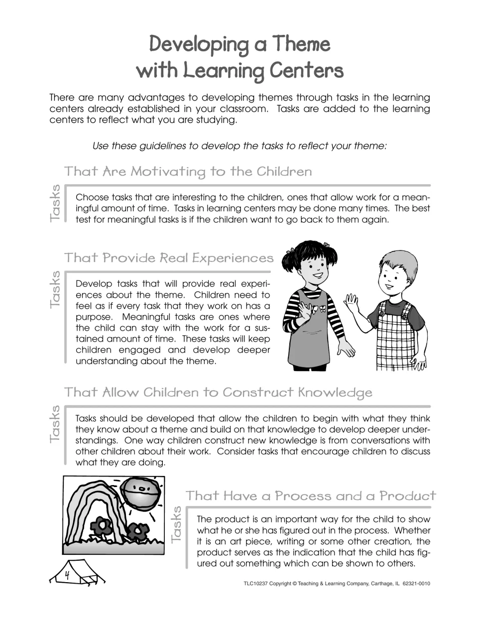 Guidelines for center tasks that motivate children, give real experiences, let them construct knowledge and have a product