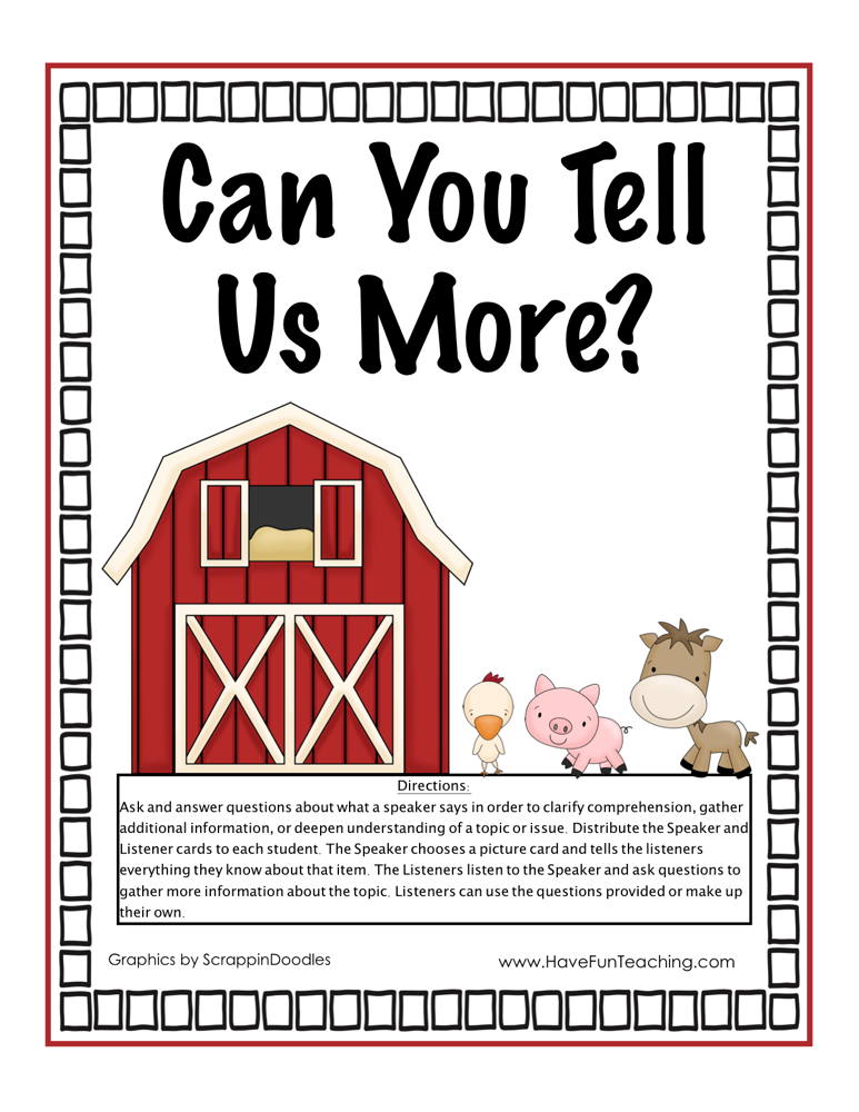 Can You Tell Us More? Speaking and Listening Activity teaching resource preview
