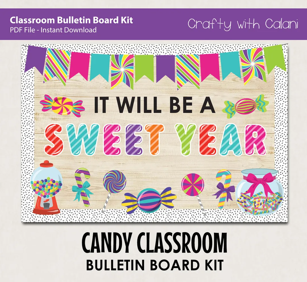 Candy Bulletin Board – Classroom Door Decor Kit – cover