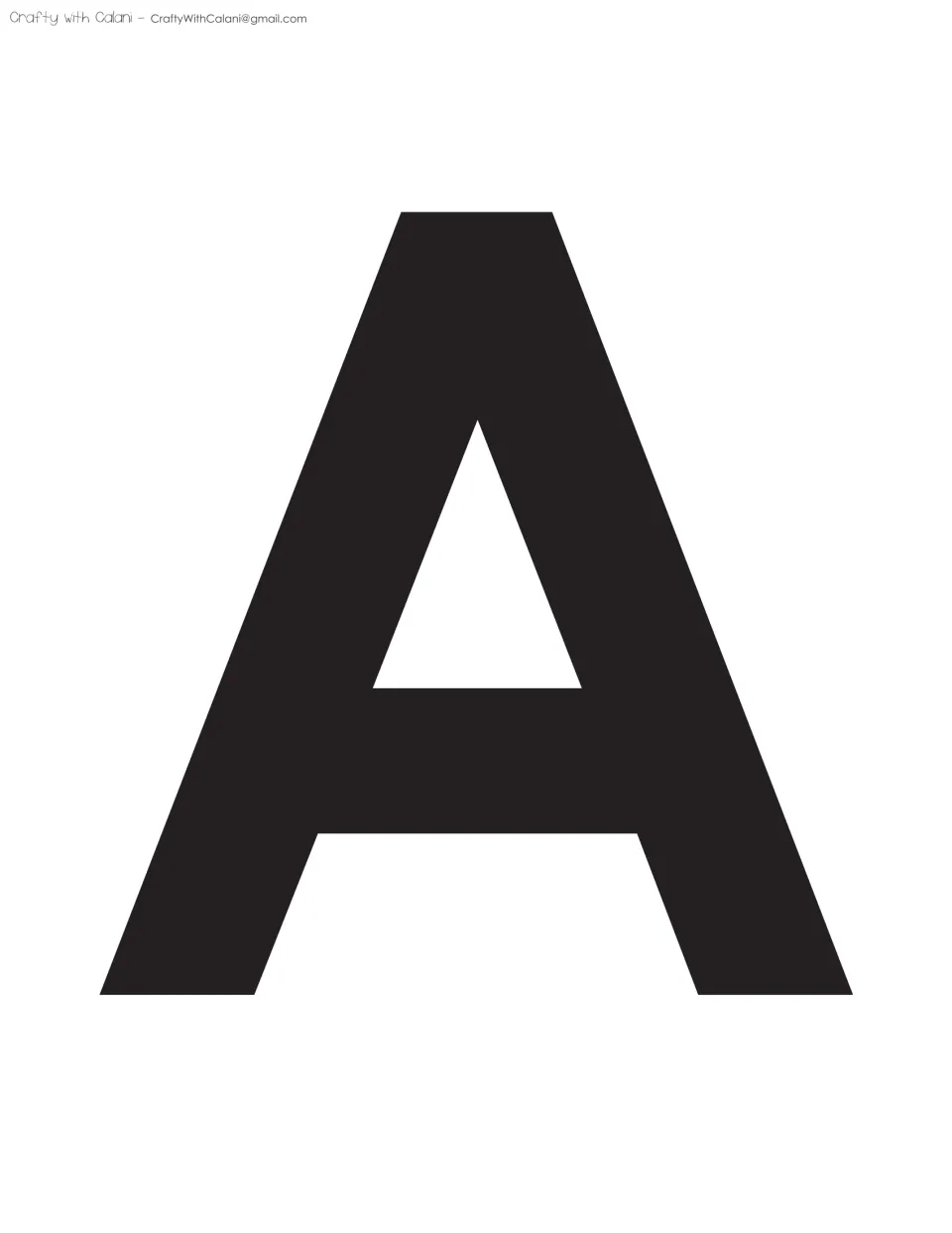 Banner letter A, fourth letter of CREATE: a broad solid black capital A with a triangular opening to cut out