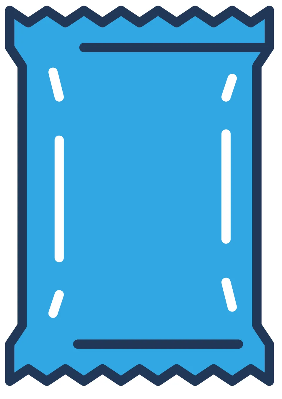 Blue candy packet cutout for the daily attendance display, matching the 'Candies in the packet' labels