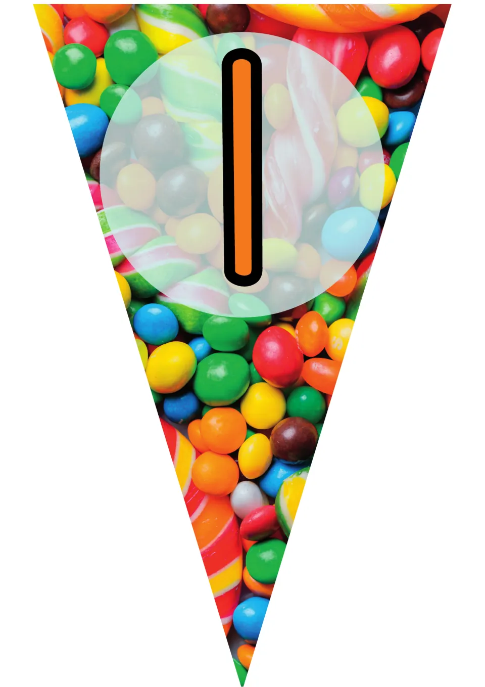 Printable lowercase l pennant, the third letter in the classroom welcome banner, provided as one cutout