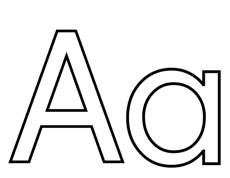 Alternate letter A template: hollow capital A beside a round single-story lowercase a, the common handwriting form