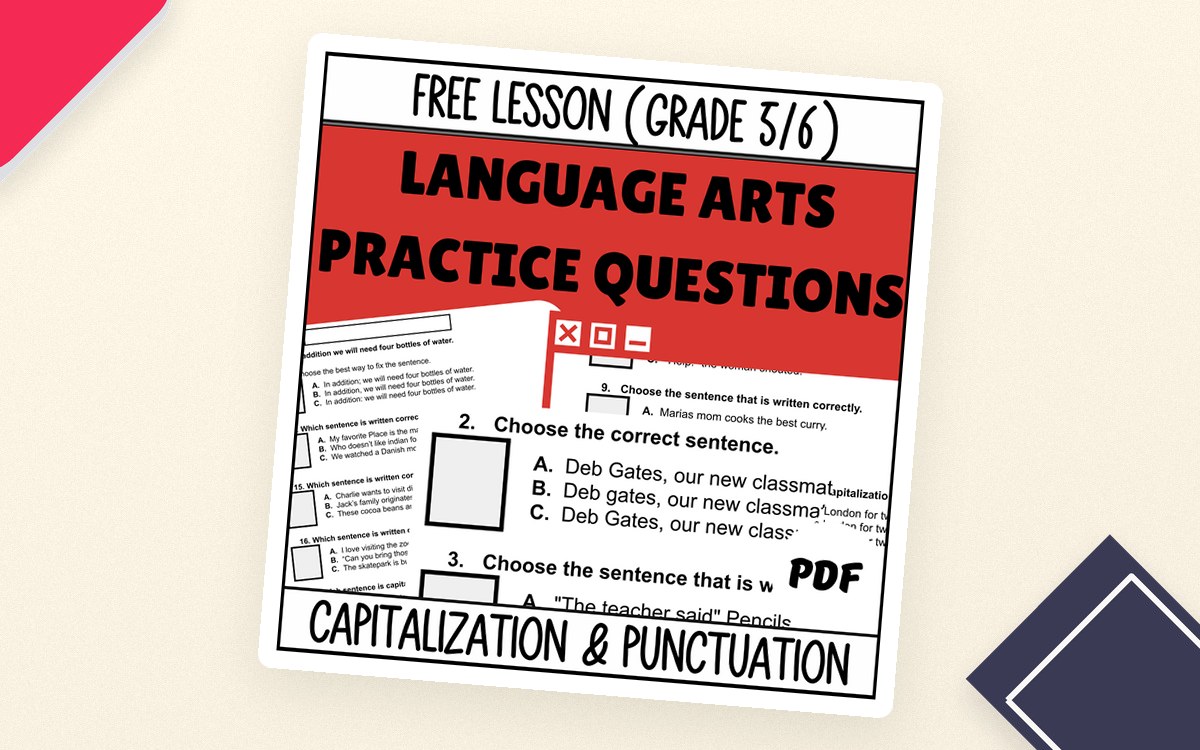 Capitalization and Punctuation Sample Lesson Grade 5-6 (PDF) cover.