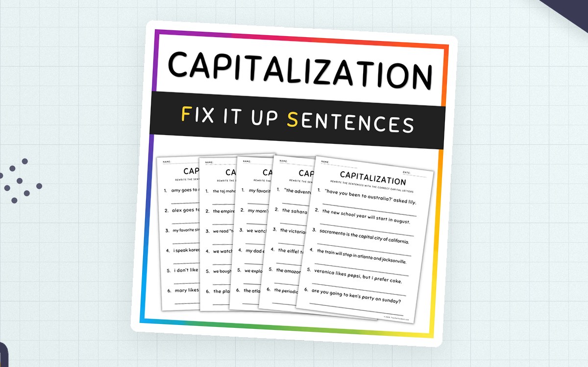 Capitalization Practice and Activities, 4th Grade Grammar Worksheets teaching resource preview