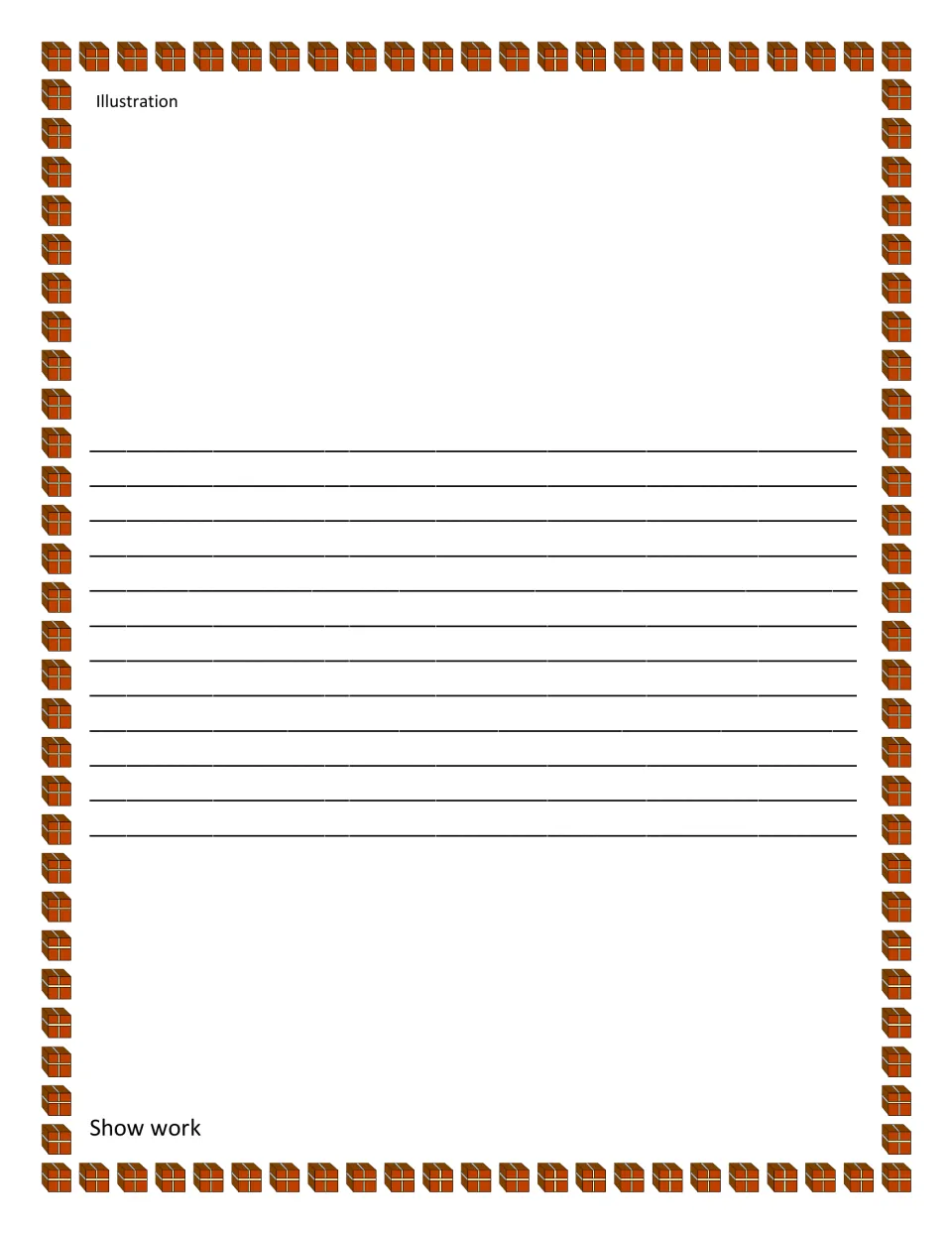 Masonry lesson reflection sheet provides space for an illustration, a written response, and showing work