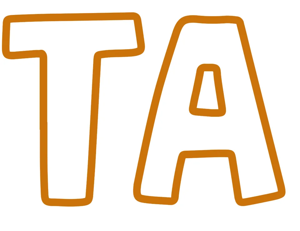 Big orange bubble letters T and A to cut out, continuing the TASTIC part of the board headline after the hyphen